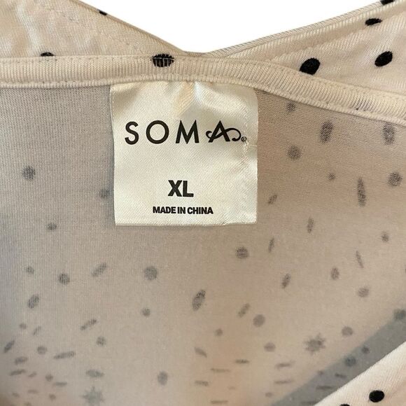 Soma Sz XL Cool Nights Black White Star Pattern V-Neck Nightgown Loungewear - Picture 4 of 9